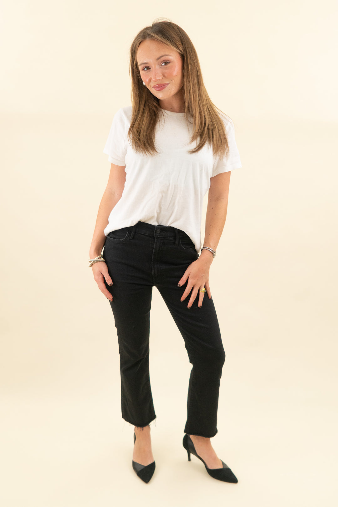 mother denim black not guilty the hustler ankle fray high rise jean (27; retaiul $228)