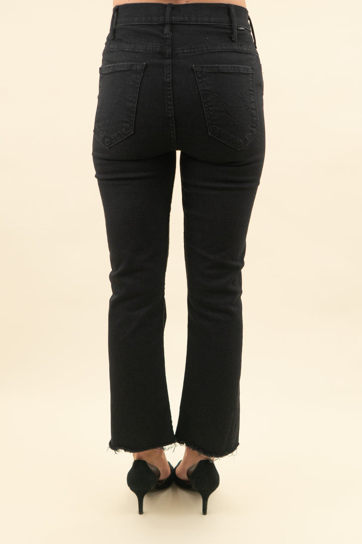 mother denim black not guilty the hustler ankle fray high rise jean (27; retaiul $228)