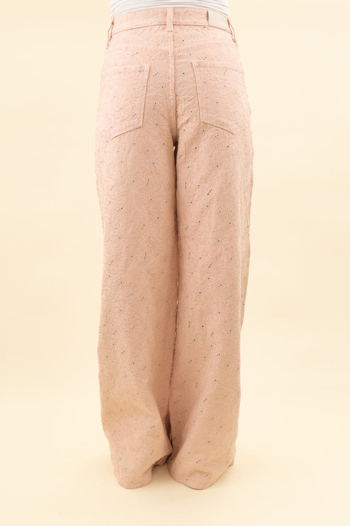 paige cameron wide leg sunset peach embroidered nwt (26; retail $459)
