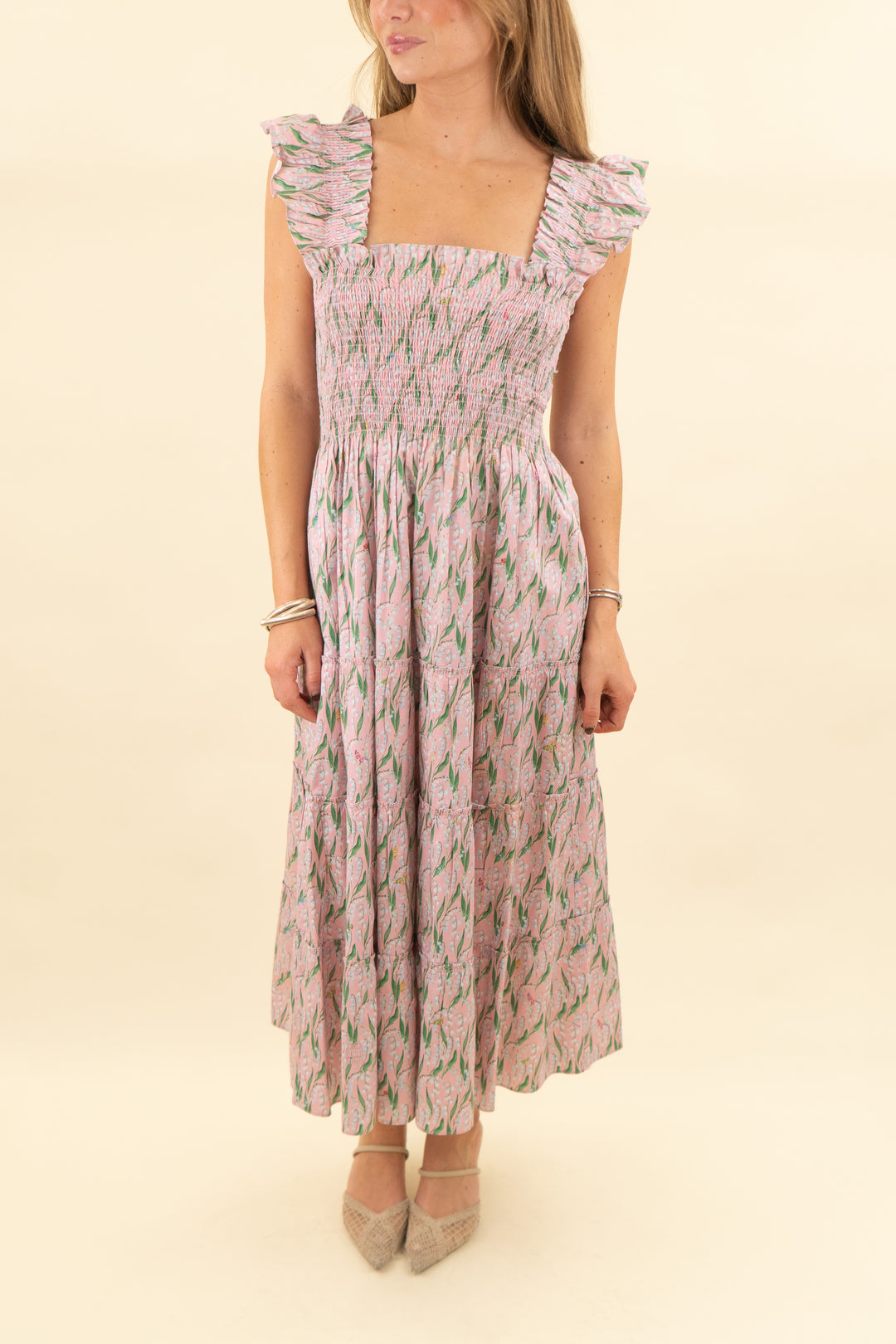 hill house home light pink floral dress (xxs; retail $198)