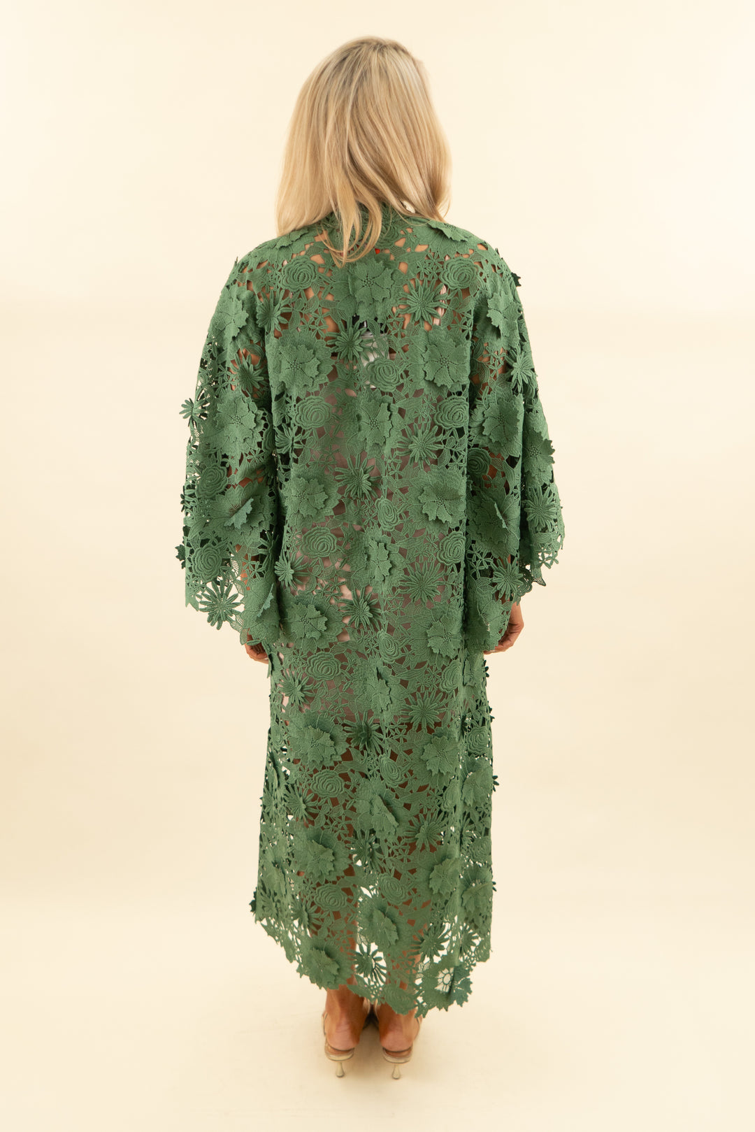 la vie style house dark green lace over slip dress (os; retail $850)