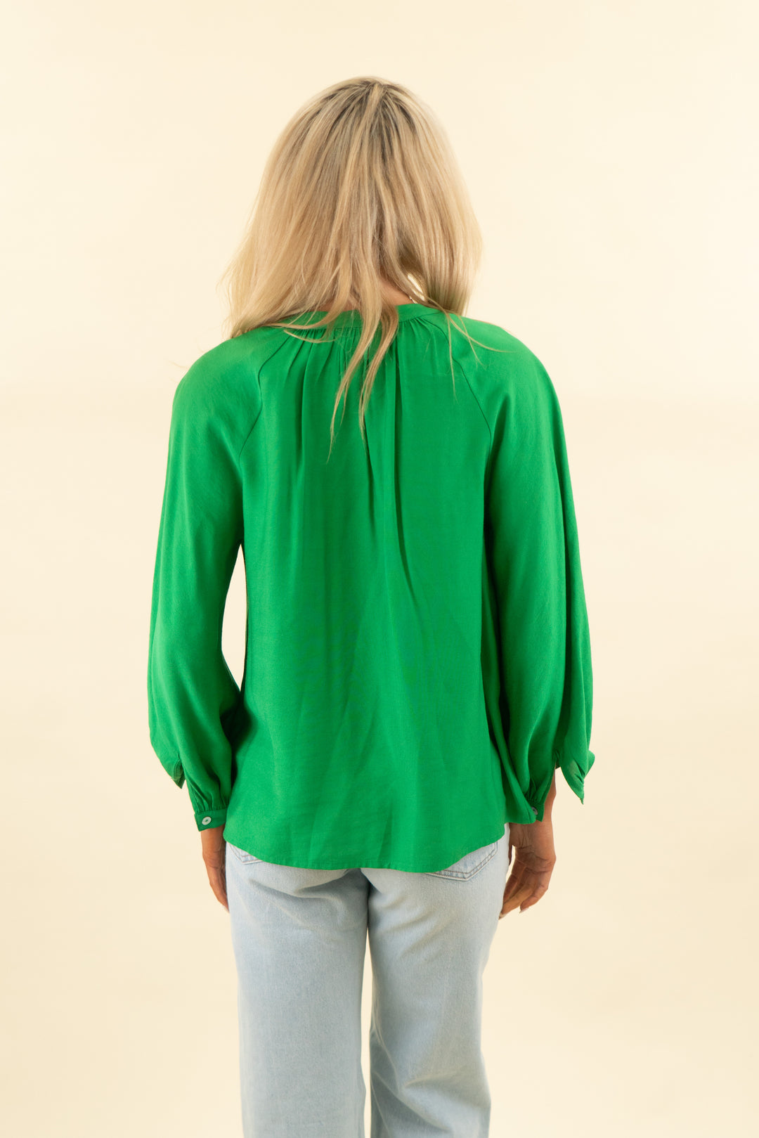 pomander place green long sleeve blouse (xs; retail $98)