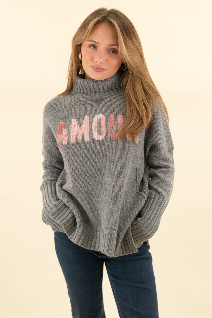 zadig & voltaire dark grey amour sweater (xs; retail $368)