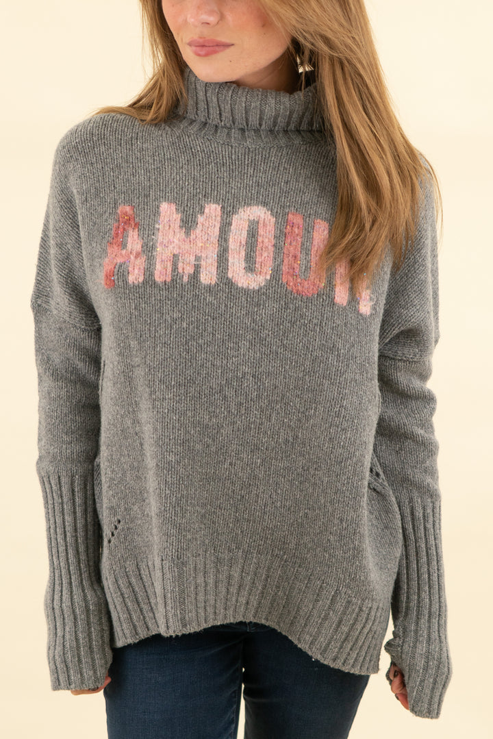 zadig & voltaire dark grey amour sweater (xs; retail $368)