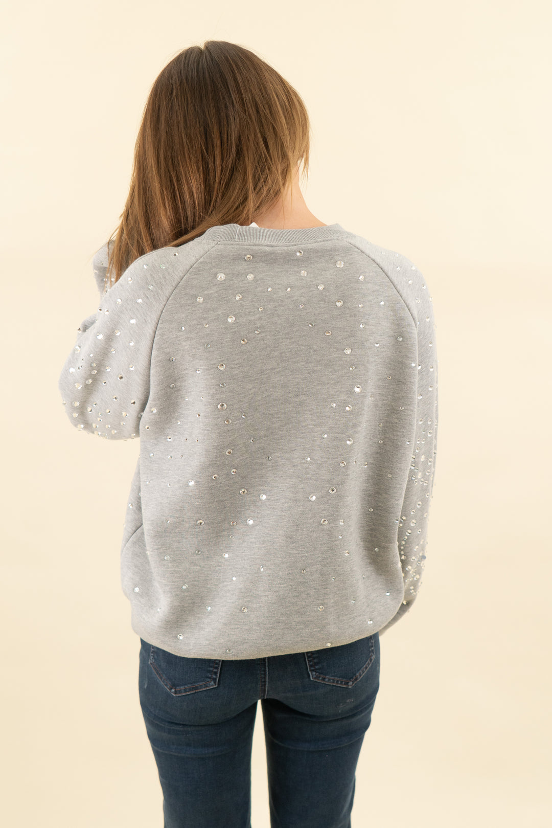 cynthia rowley light grey rhinestone sweatshirt (s; retail $275)