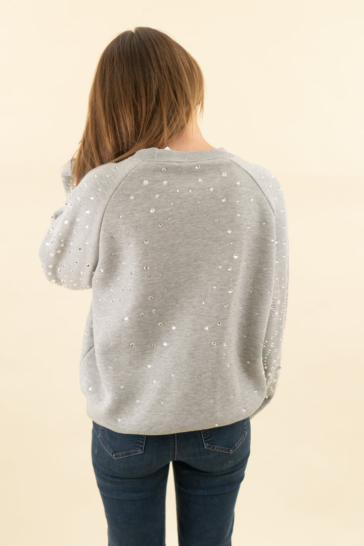 cynthia rowley light grey rhinestone sweatshirt (s; retail $275)
