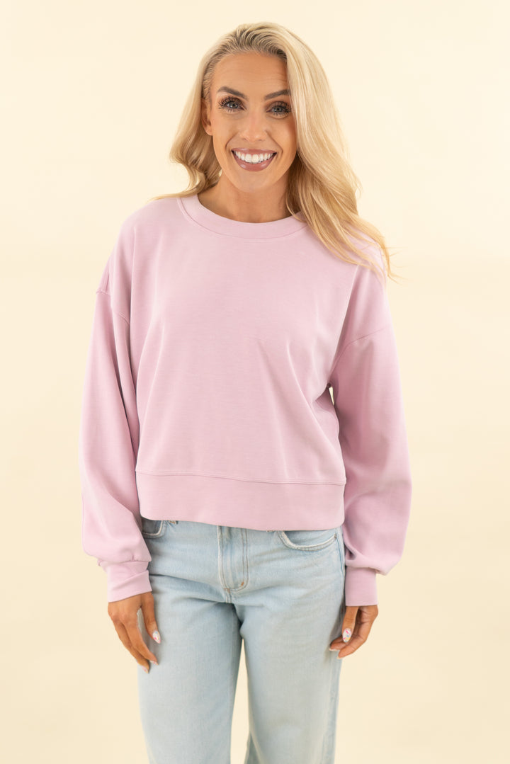 lululemon lilac crewneck pullover (6; retail $128)