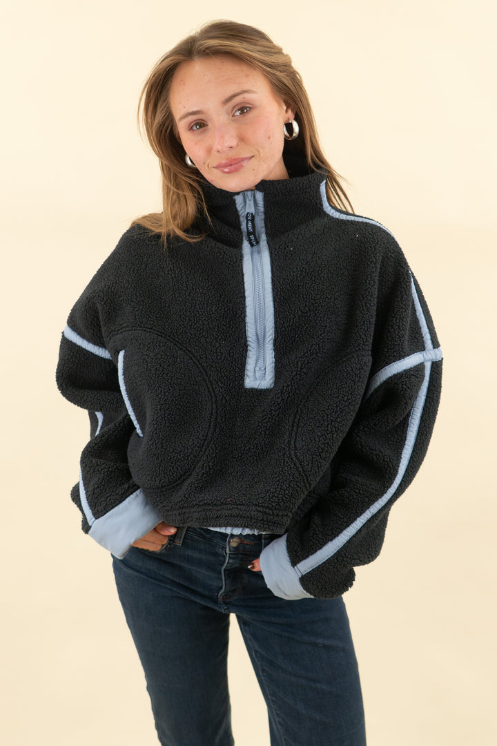 fp movement navy/ baby blue fleece pullover (s; retail $148)