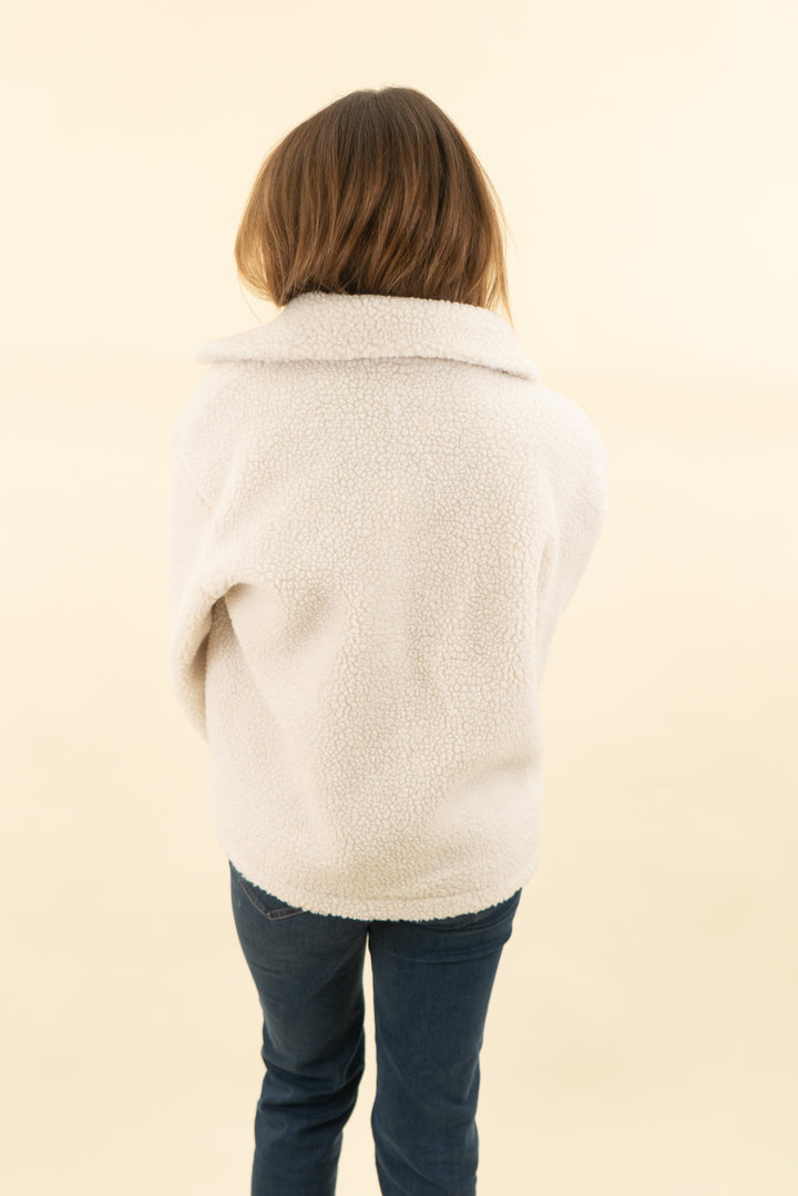 calvin klein cream sherpa jacket (s; retail $149)