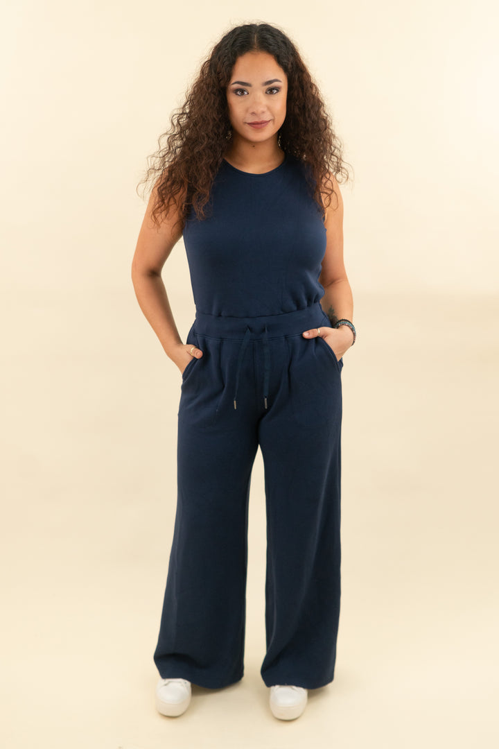 spanx navy airessentials sleeveless jumpsuit (m; retail $148)
