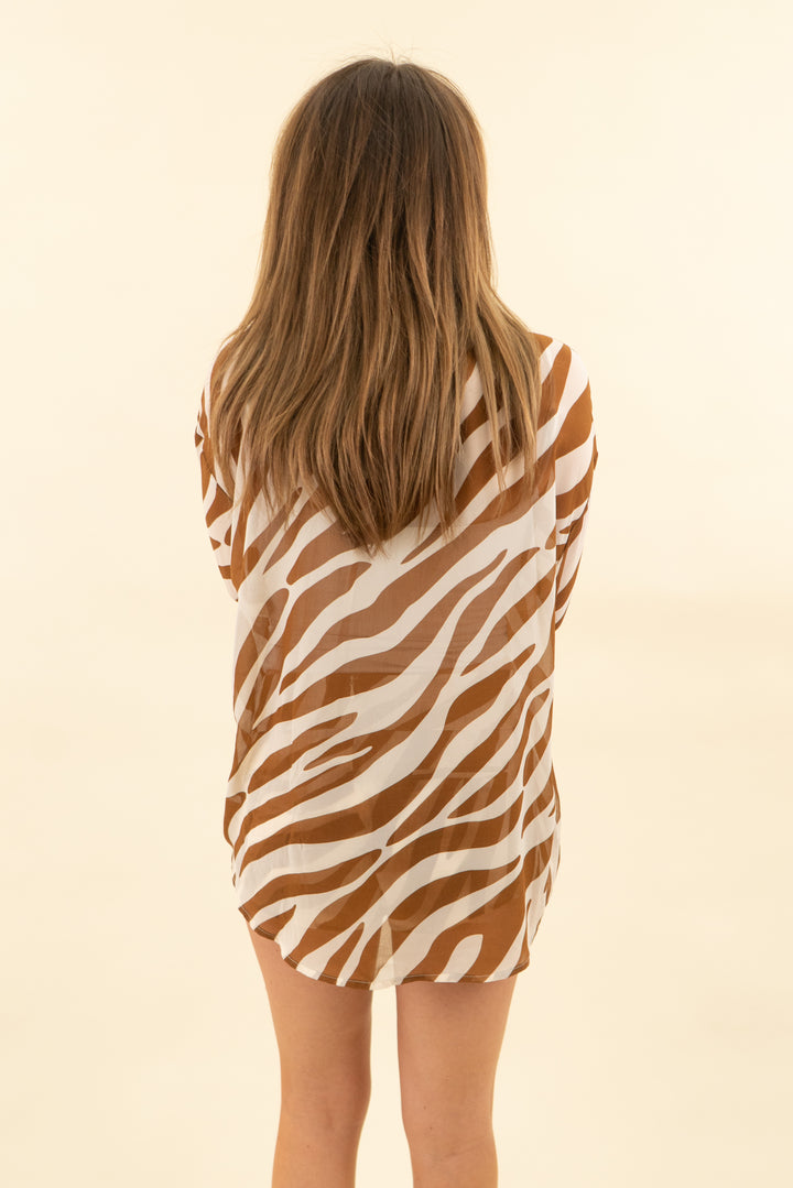 superdown cream and brown zebra print set (m; retail $90)