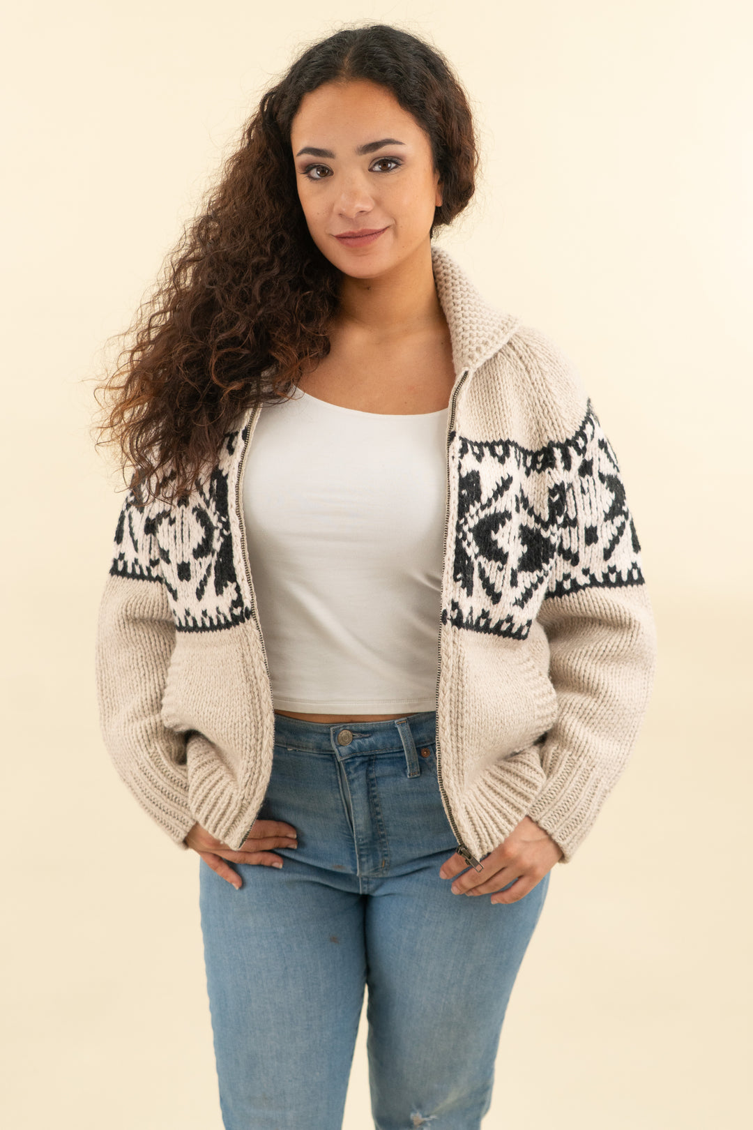 the great beige zip-up cardigan (m; retail $495)