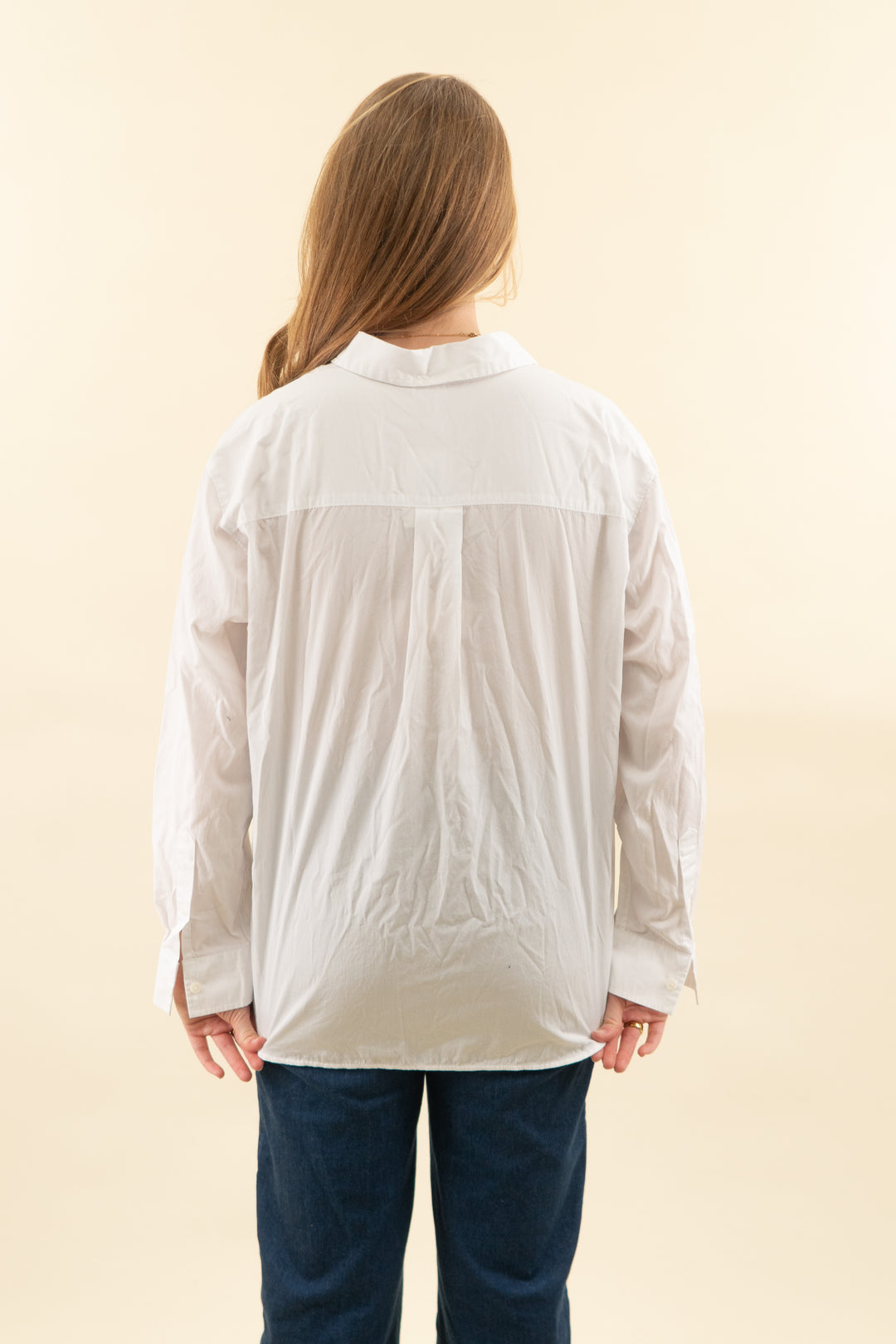 spanx white cropped loose button up (s; retail $128)