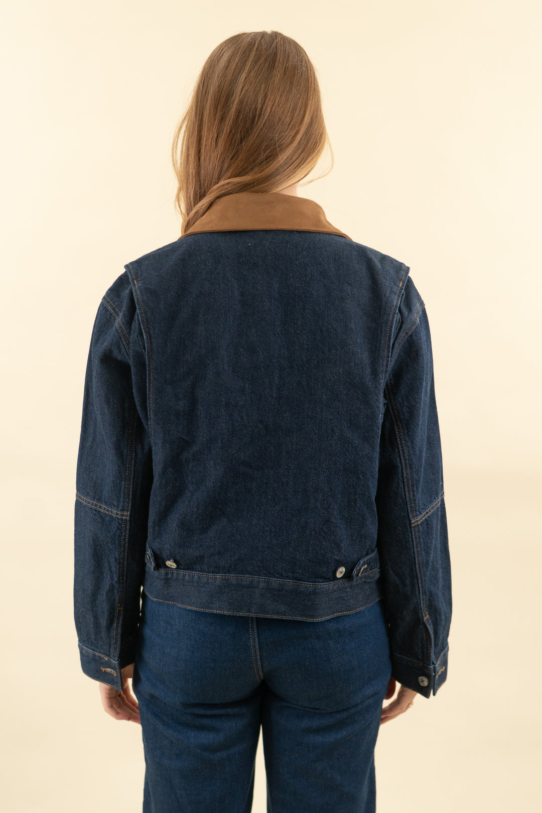 a&f dark wash zip barn jacket (m; retail $140)