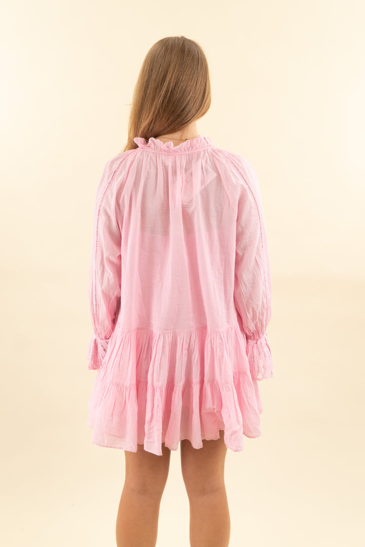 sézane light pink long sleeve dress set nwt (36; retail $215)