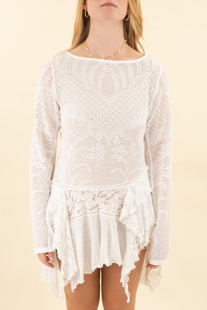free people ivory lace maxi dress nwt (m; retail $198)