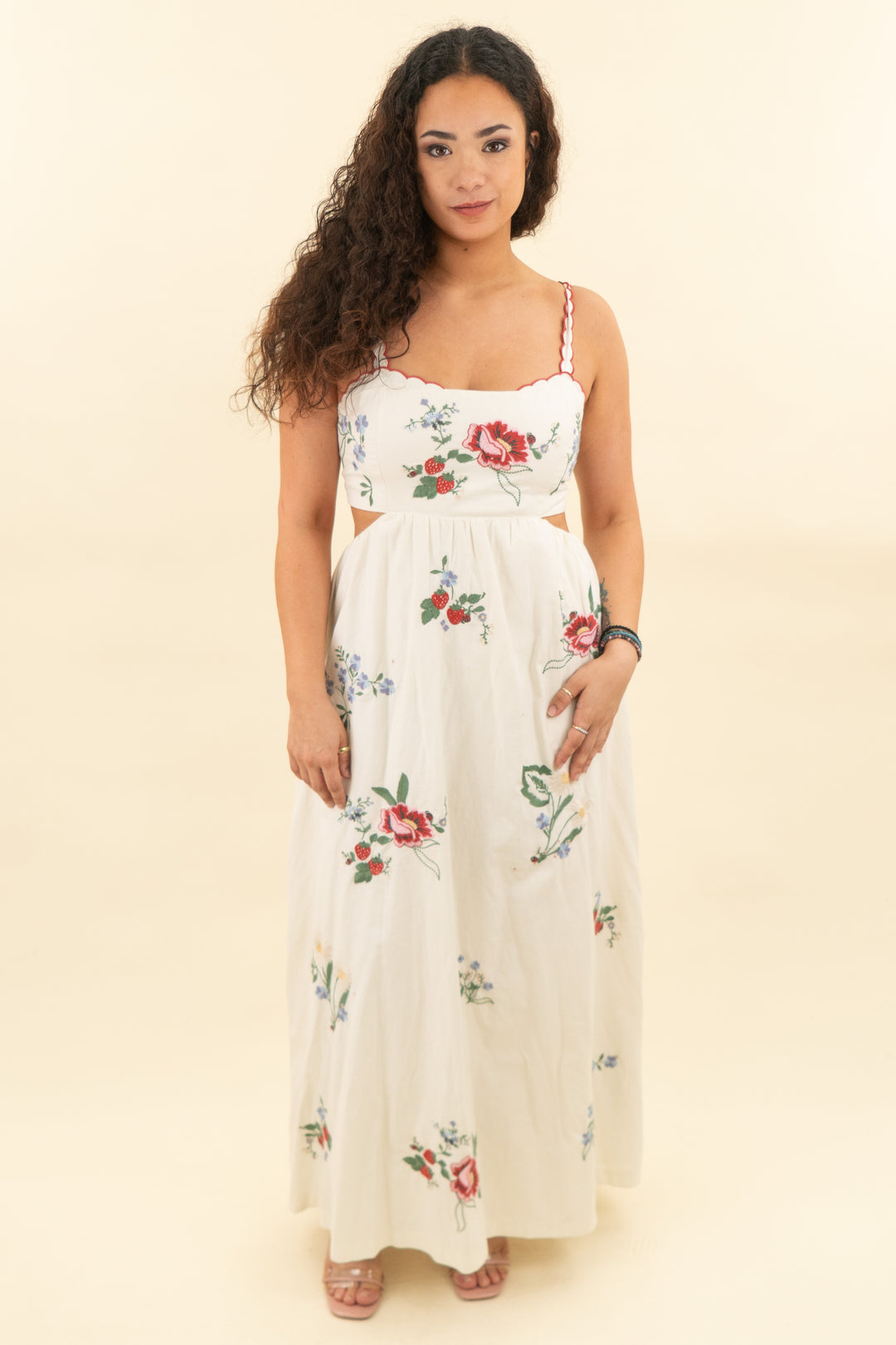 abercrombie & fitch floral embroidery midi dress (l; retail $150)