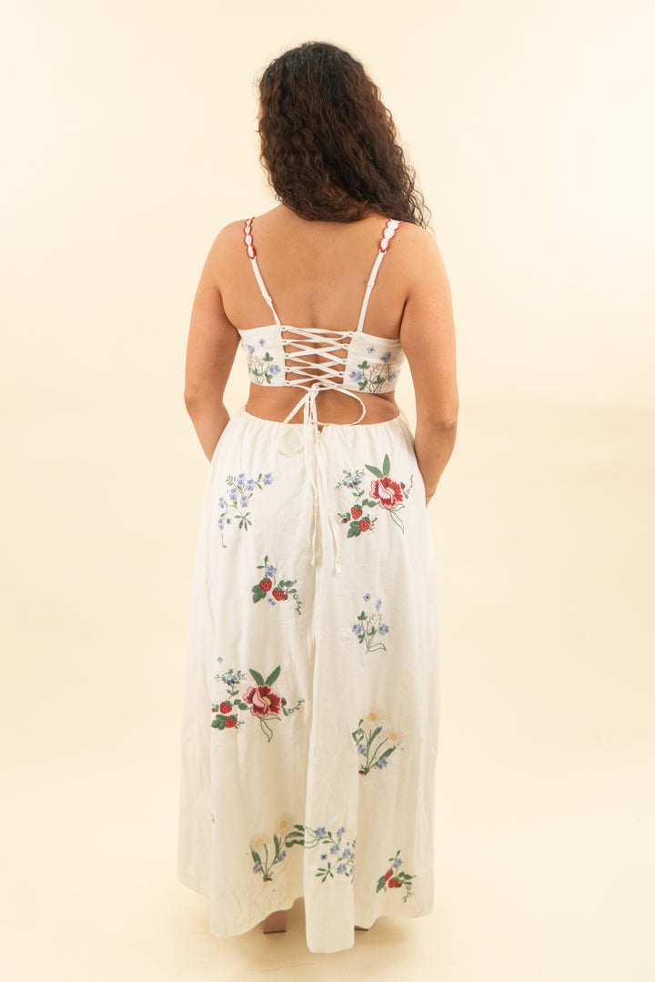abercrombie & fitch floral embroidery midi dress (l; retail $150)