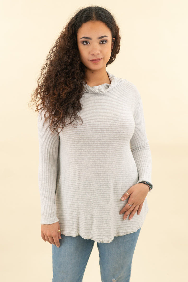 free people light grey ribbed sweater (s; retail $108)