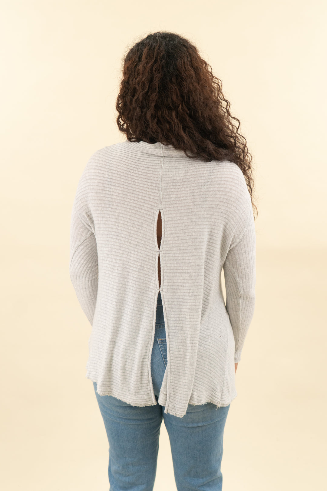 free people light grey ribbed sweater (s; retail $108)