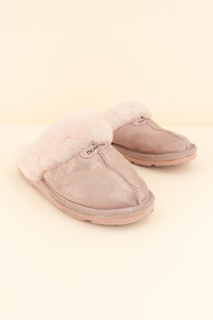 bearpaw pink sparkle wool lined slipper (9; retail $70)