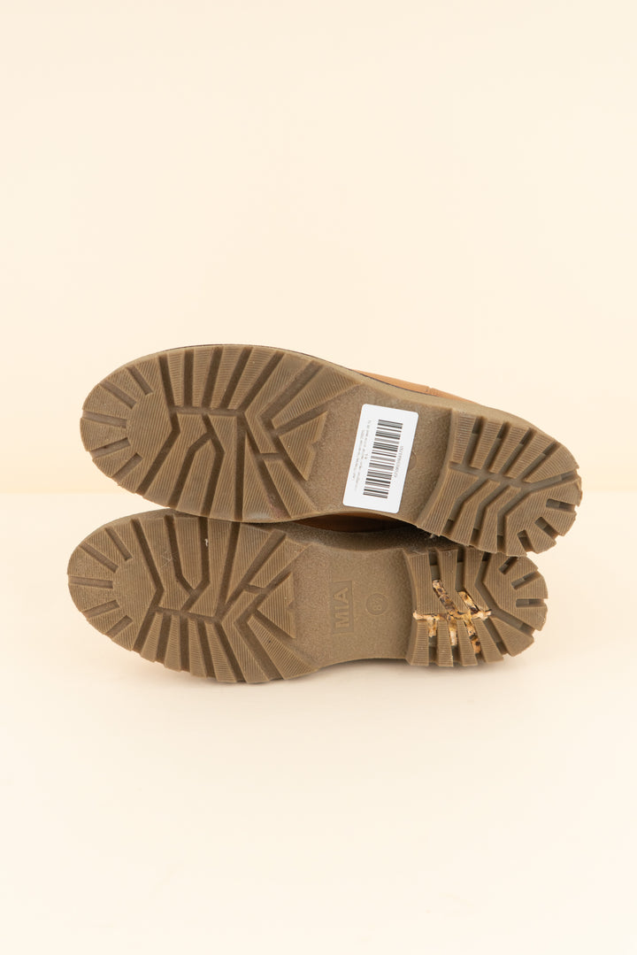 mia cognac vegan leather ankle boot (8.5; retail $70)