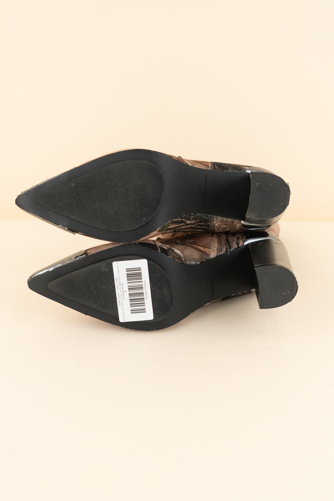 daniel diamond brown camo and rhinestone print pointed toe ankle booties (8)