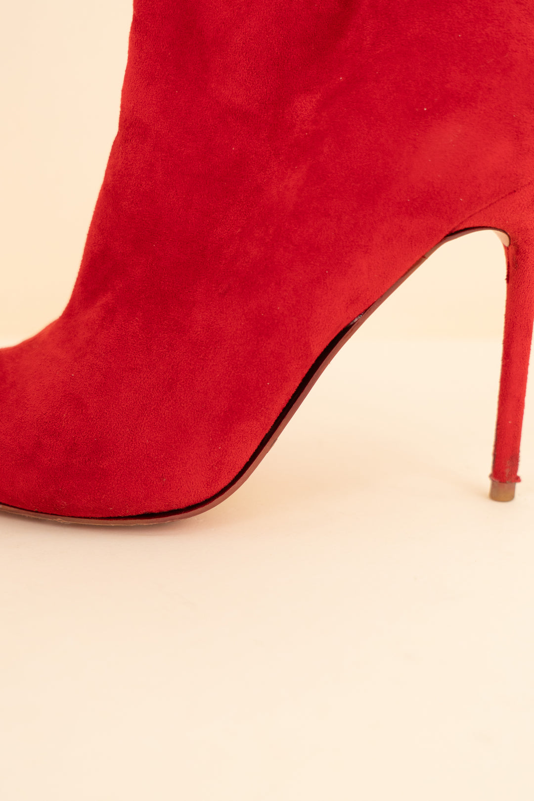 mistress rocks red suede pointed toe heeled ankle booties (38)
