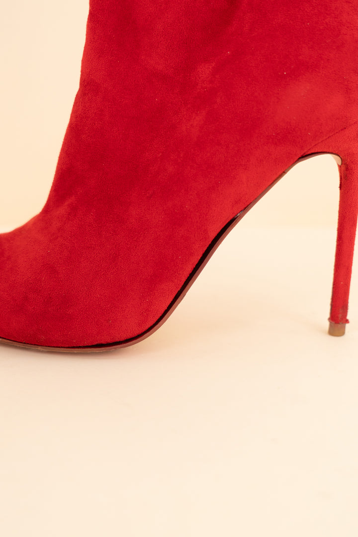 mistress rocks red suede pointed toe heeled ankle booties (38)