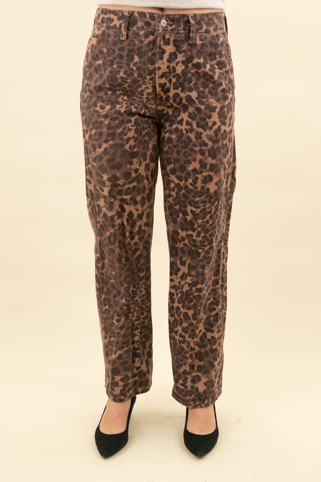 abercrombie and fitch cheetah print mid rise jean (4; retail $110)