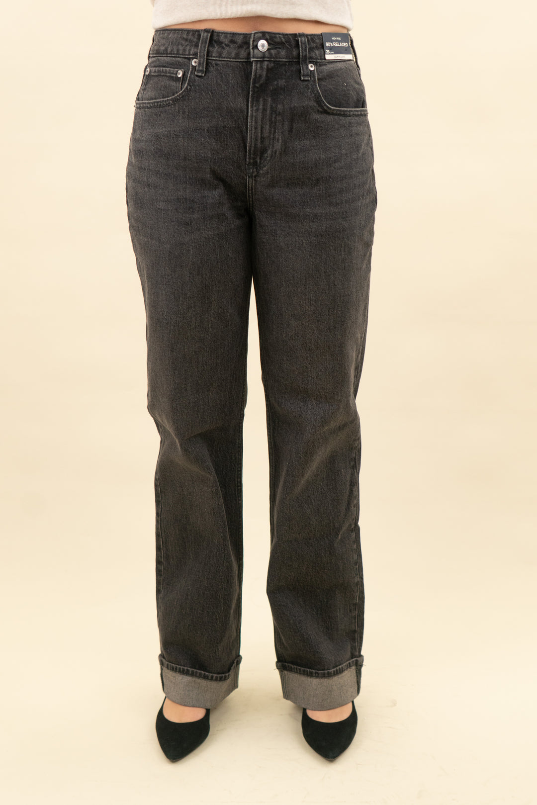 abercrombie & fitch black high rise 90's relaxed jean nwt (28L; retail $90)