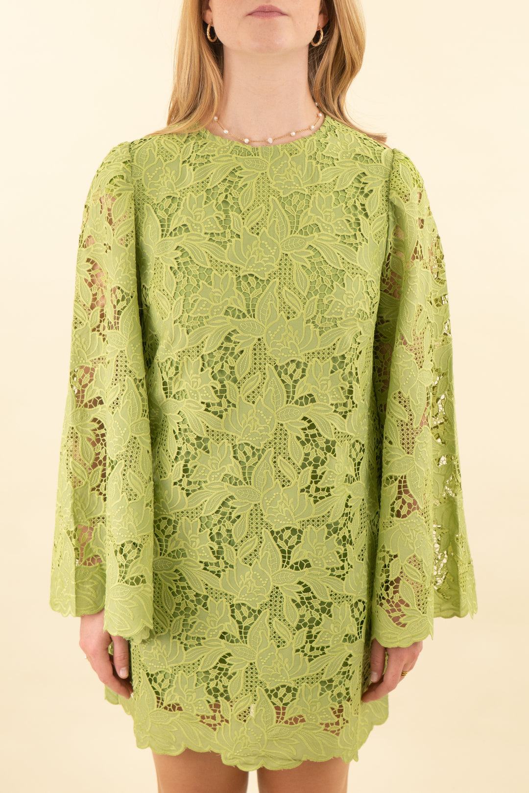 hyacinth house green lace dress (m; retail $178)
