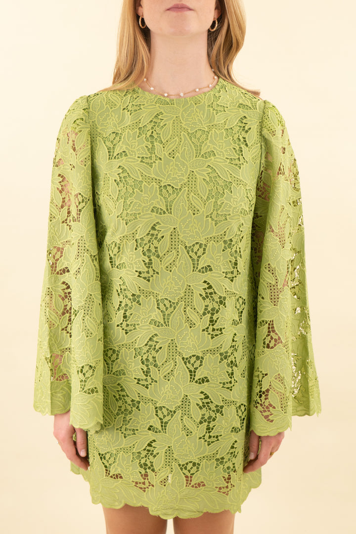 hyacinth house green lace dress (m; retail $178)