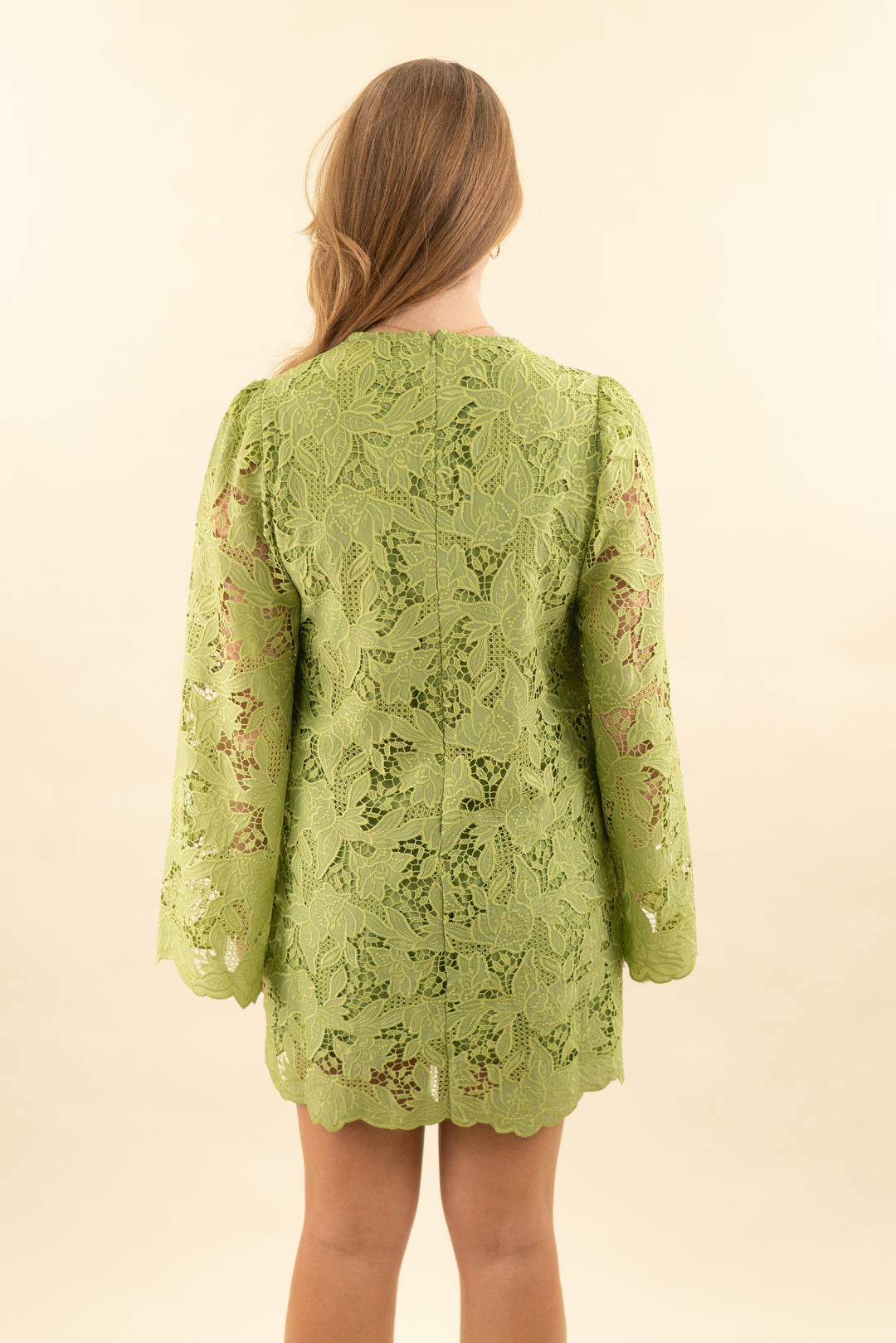 hyacinth house green lace dress (m; retail $178)