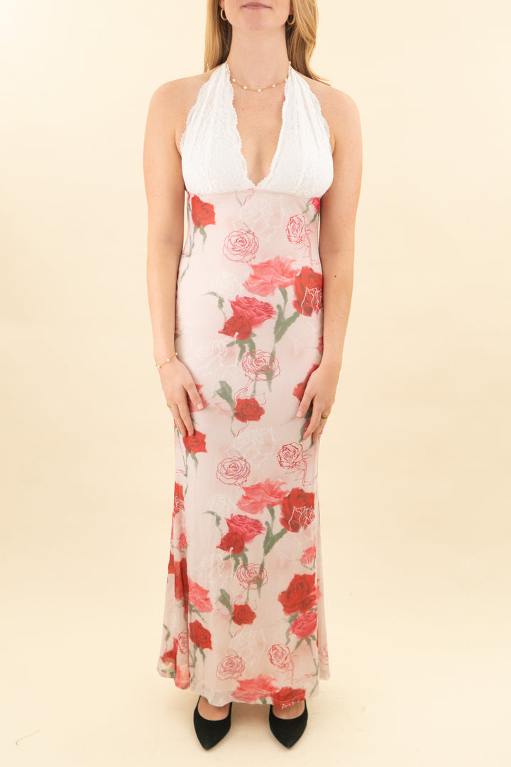 more to come pink floral maxi dress nwt (m; retail $92)