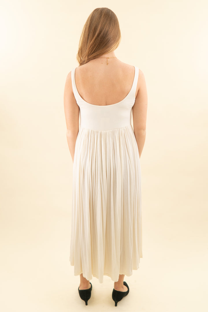l'academie cream tank midi dress (m; retail $239)