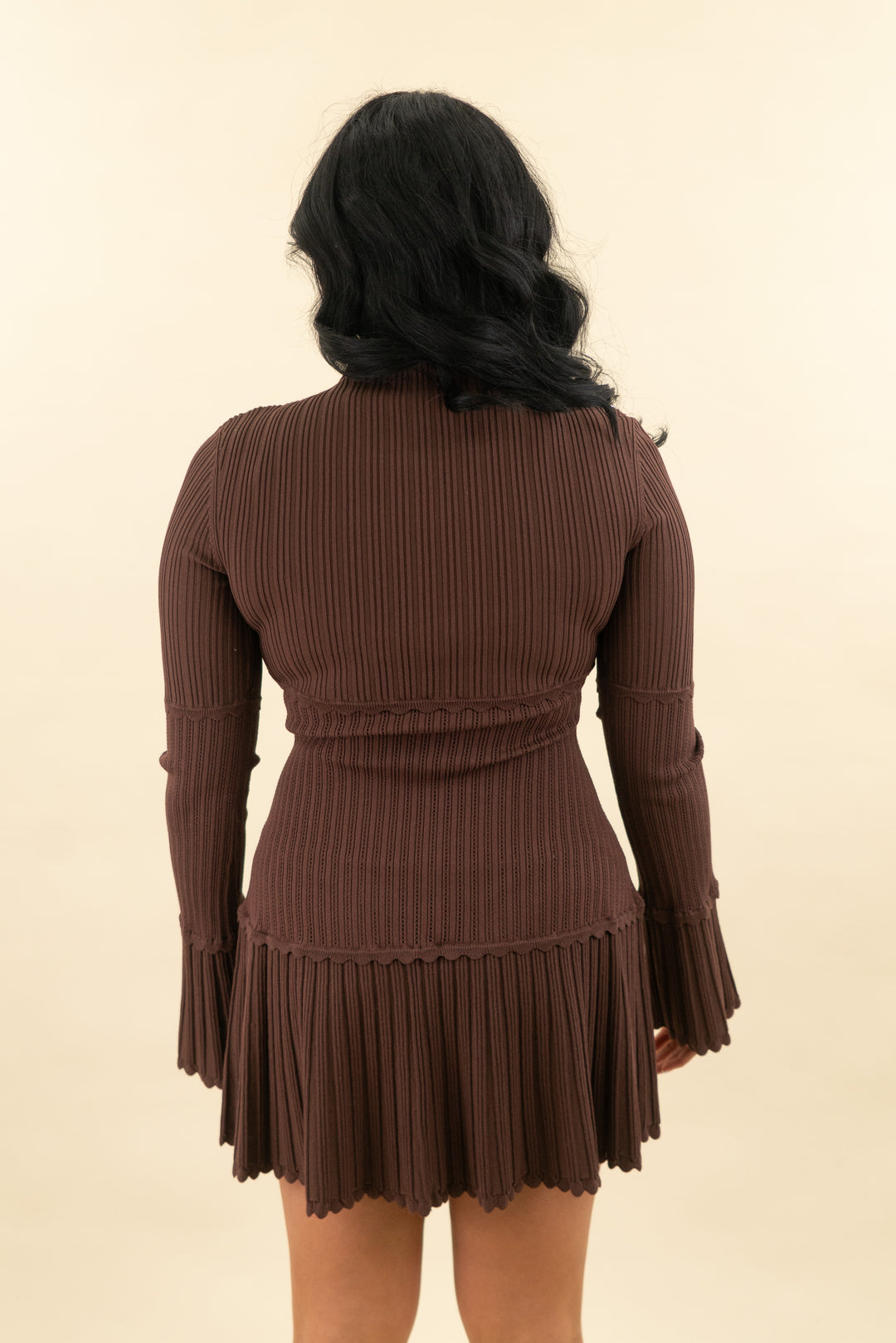 meshki pointelle knit mocha mini dress nwt (m; retail $145)