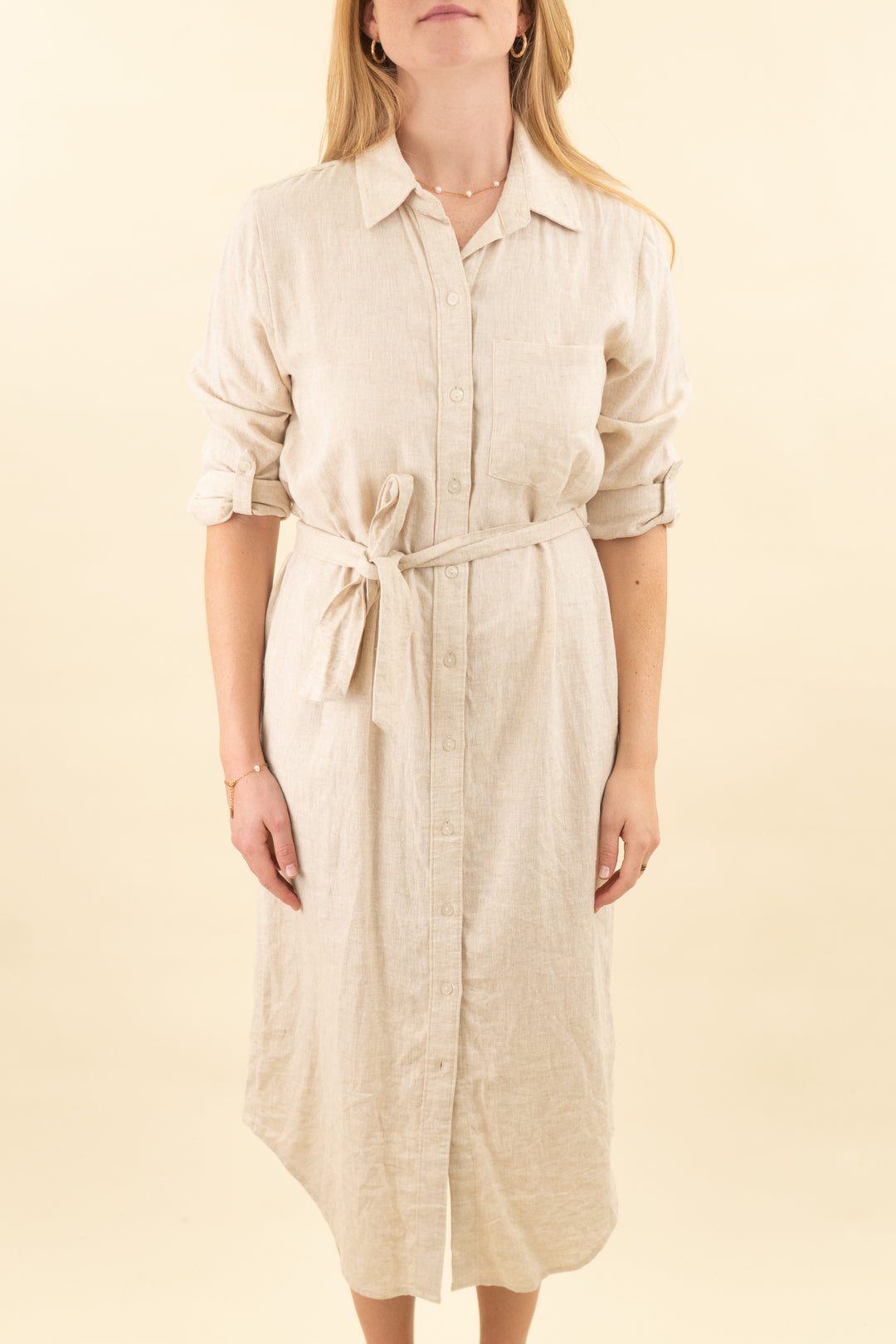 abercrombie linen blend midi dress nwt (s; retail $110)