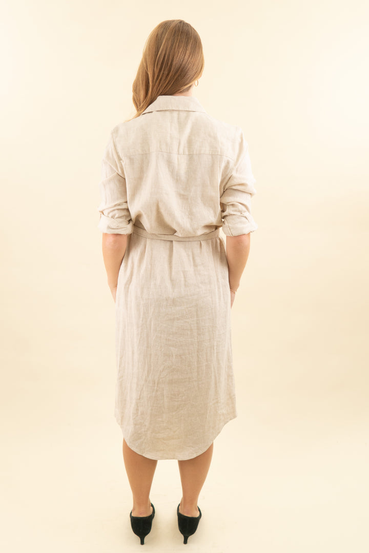 abercrombie linen blend midi dress nwt (s; retail $110)