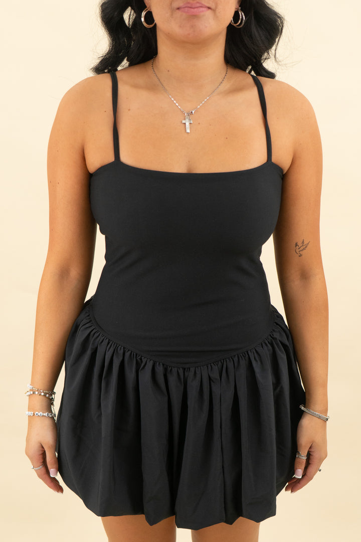 ypb black mini athleisure dress (m; retail $85)
