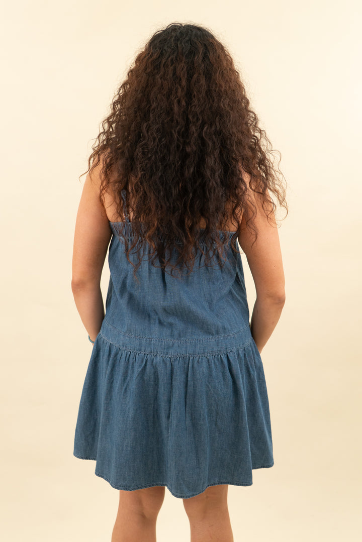 abercrombie & fitch blue denim mini dress (m; retail $90)
