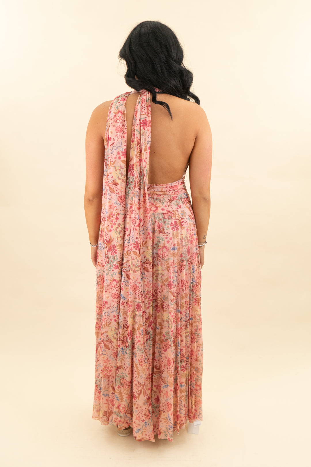 abercrombie & fitch pink floral convertible maxi dress nwt (m; retail $160)