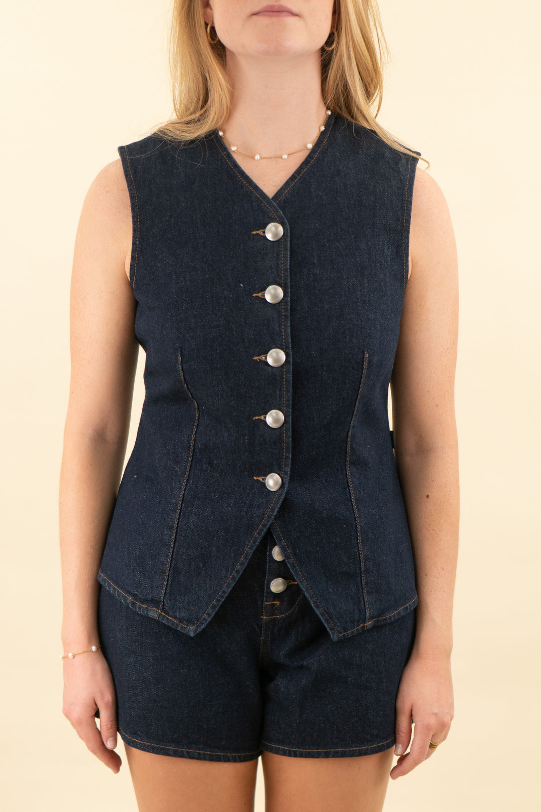 7 for all mankind lady vest and kori shorts set nwt (m; retail $376)