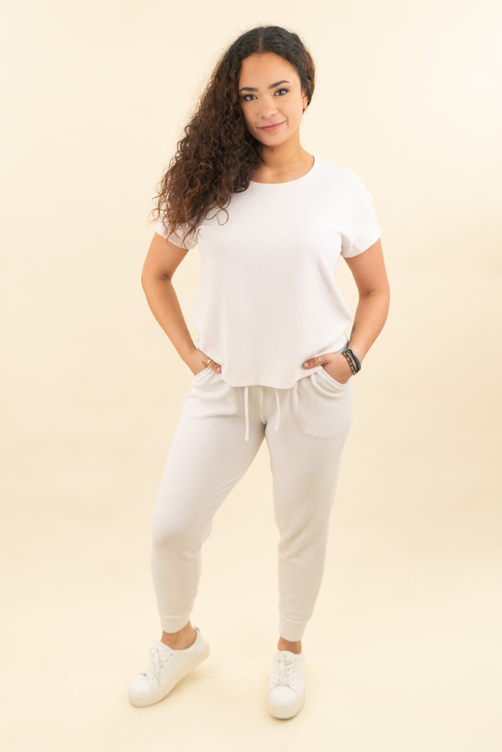 tommy john waffle knit tee and jogger lounge set (m; retail $126)