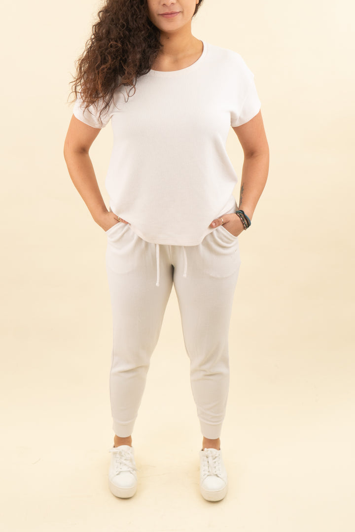 tommy john waffle knit tee and jogger lounge set (m; retail $126)