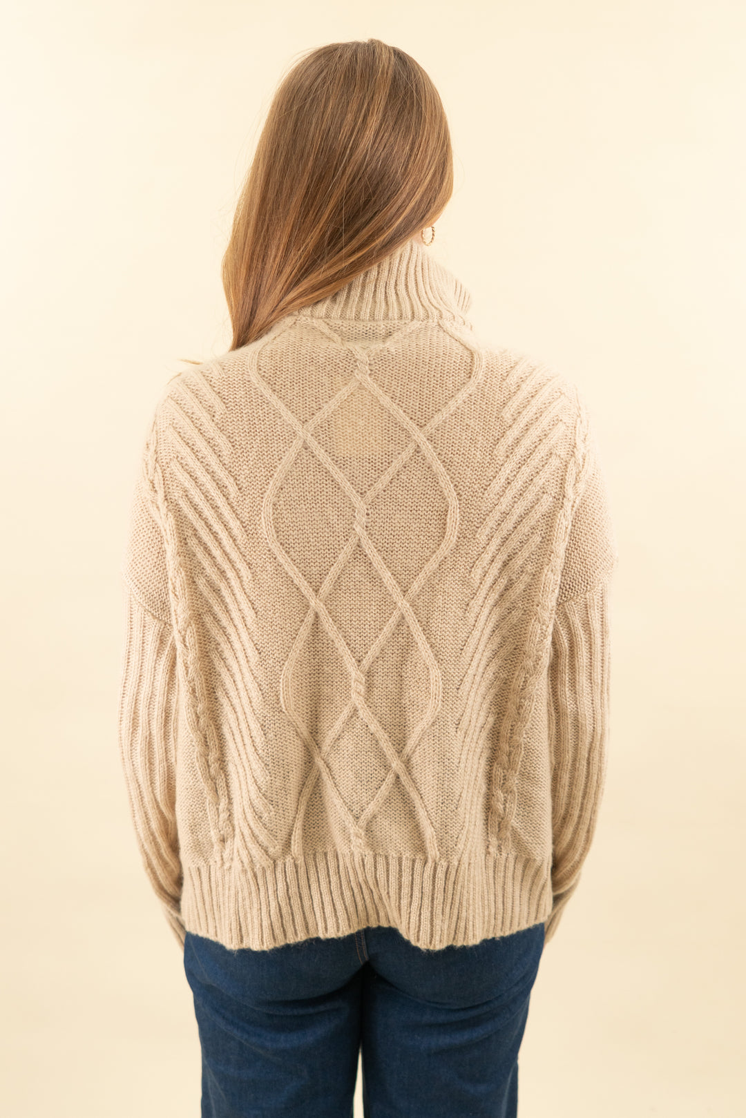 sndys tan knit half-zip sweater (m; retail $65)