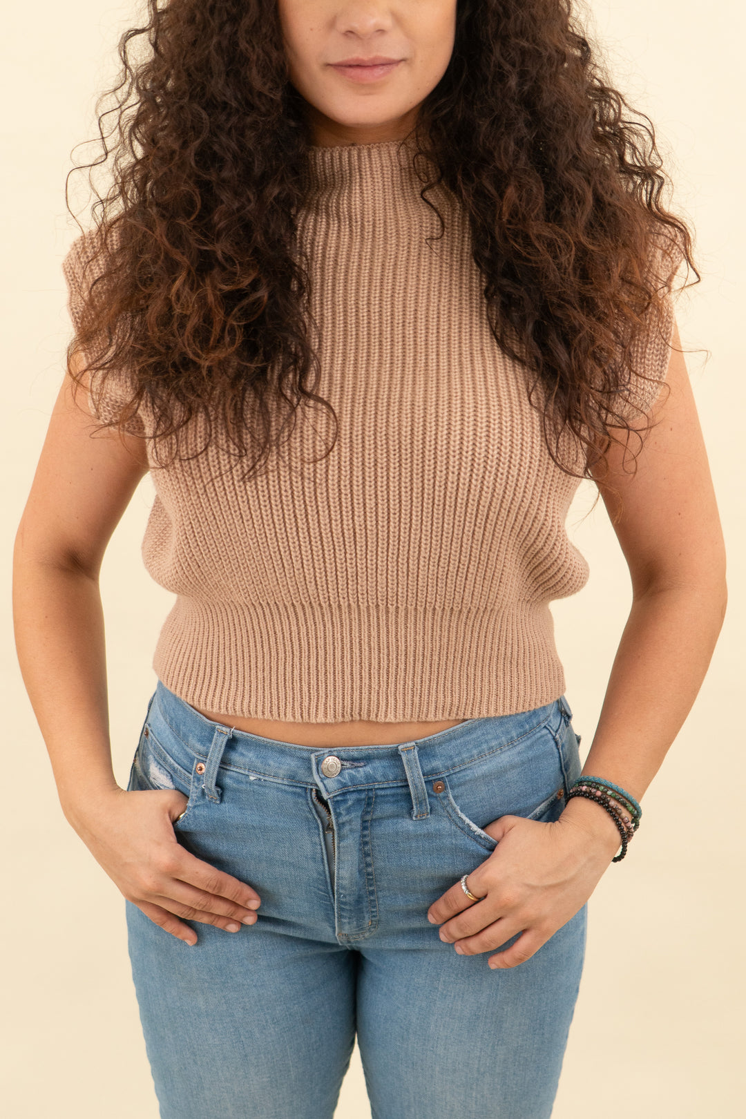 cider light brown knitted vest (m; retail $40)