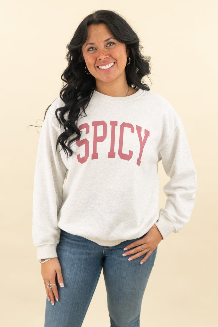 imctah heather grey "spicy" crewneck (l; retail $50)