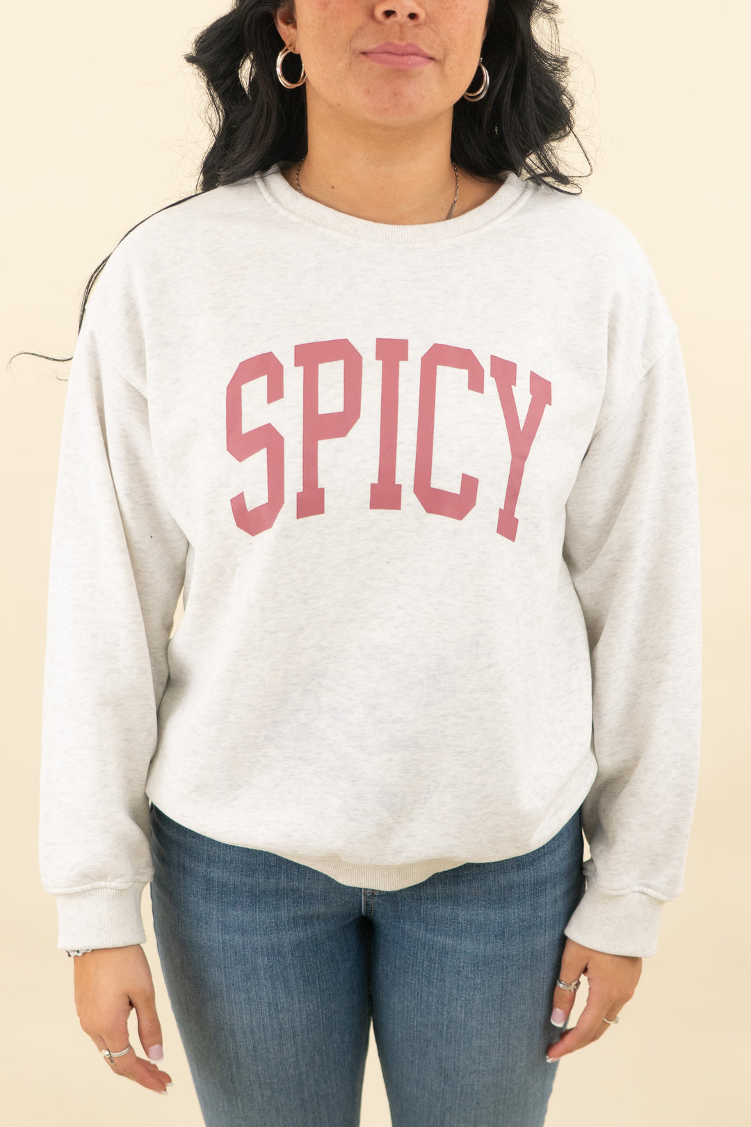 imctah heather grey "spicy" crewneck (l; retail $50)