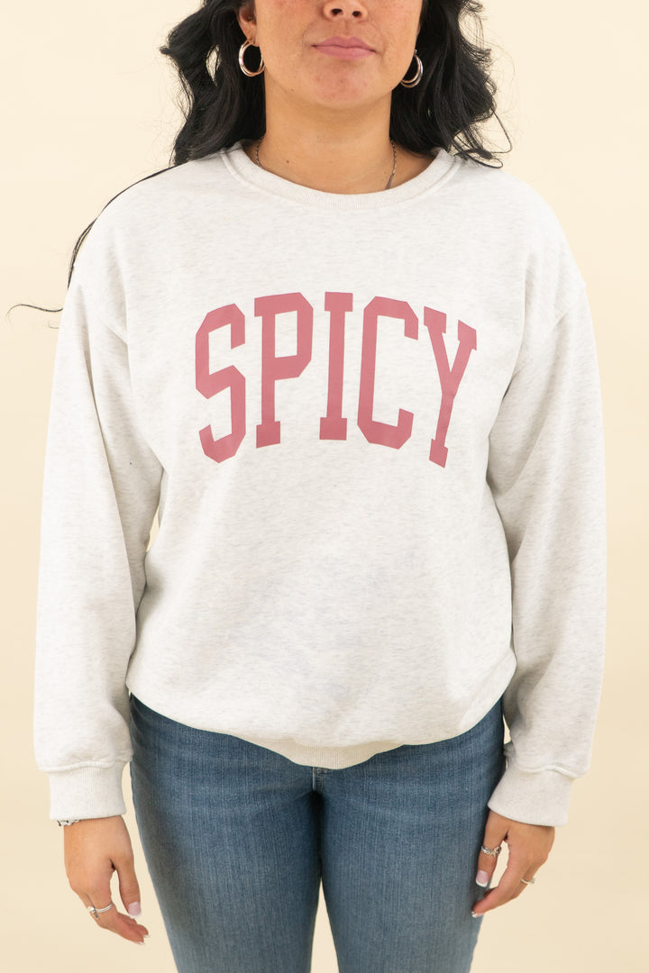 imctah heather grey "spicy" crewneck (l; retail $50)